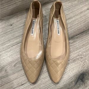 Manolo Blahnik Quilted Nude Heels